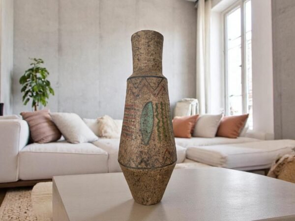 Pre-Hispanic Clay Vase, Handmade Terracotta Flower Pot, Pottery from Metepec Estado de Mexico Rustic Tribal Decor, Aztec Style Home Accent