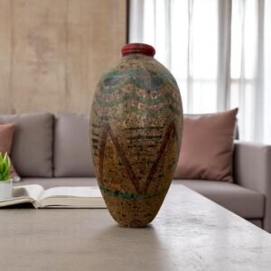 Pre-Hispanic Clay Vase, Handmade Terracotta Flower Pot, Pottery from Metepec Estado de Mexico Rustic Tribal Decor, Aztec Style Home Accent