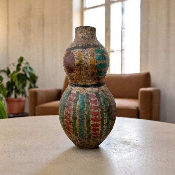 Pre-Hispanic Clay Vase, Handmade Terracotta Flower Pot, Pottery from Metepec Estado de Mexico Rustic Tribal Decor, Aztec Style Home Accent