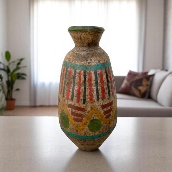 Pre-Hispanic Clay Vase, Handmade Terracotta Flower Pot, Pottery from Metepec Estado de Mexico Rustic Tribal Decor, Aztec Style Home Accent