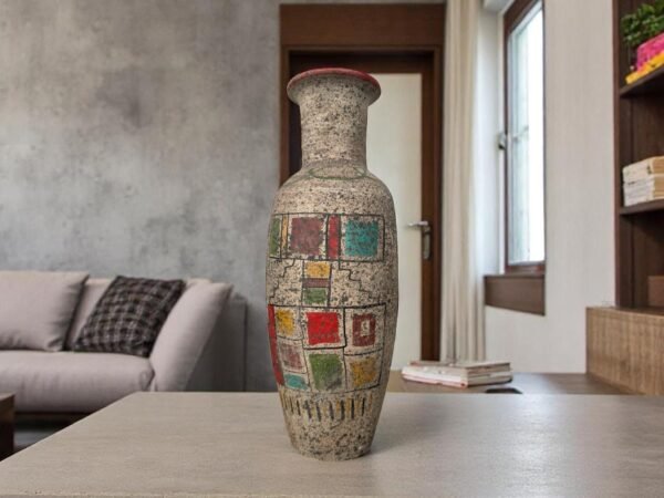 Pre-Hispanic Clay Vase, Handmade Terracotta Flower Pot, Pottery from Metepec Estado de Mexico Rustic Tribal Decor, Aztec Style Home Accent