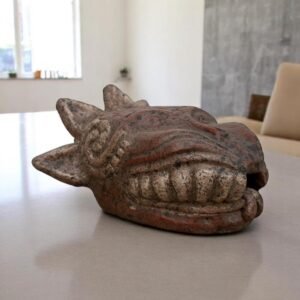 Quetzalcoatl Clay Sculpture, Aztec Serpent Head, Pre-Hispanic Mexican Art, Handmade in Metepec Estado Mex, Terracotta Decor Hanging Wall