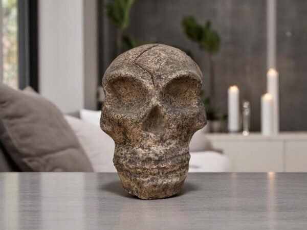 Clay Skull, Mexican Folk Art from Metepec, Rustic Terracotta Calavera, Pre-Hispanic Inspired Skull, Artisan Home Decor Day Of The Dead