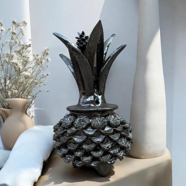 Mexican pottery, Pineapple decor, Mexican decoration, Pineapple sculpture, Glazed clay pineapple, Pottery from Michoacan