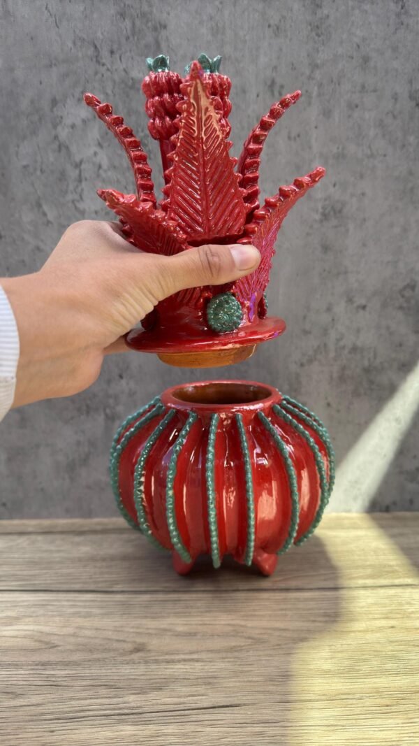 Mexican pottery, Pineapple decor, Mexican decoration, Pineapple sculpture, Glazed clay pineapple, Pottery from Michoacan - Image 2