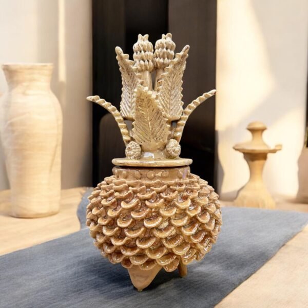 Mexican pottery, Pineapple decor, Mexican decoration, Pineapple sculpture, Glazed clay pineapple, Pottery from Michoacan
