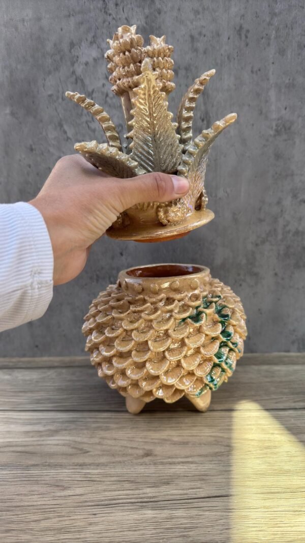 Mexican pottery, Pineapple decor, Mexican decoration, Pineapple sculpture, Glazed clay pineapple, Pottery from Michoacan - Image 2