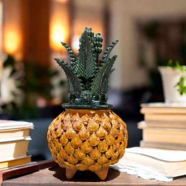 Mexican pottery, Pineapple decor, Mexican decoration, Pineapple sculpture, Glazed clay pineapple, Pottery from Michoacan