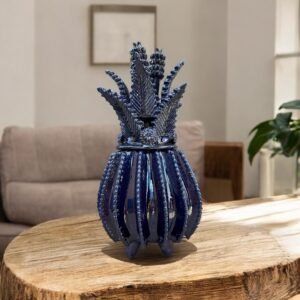 Mexican pottery, Pineapple decor, Mexican decoration, Pineapple sculpture, Glazed clay pineapple, Pottery from Michoacan