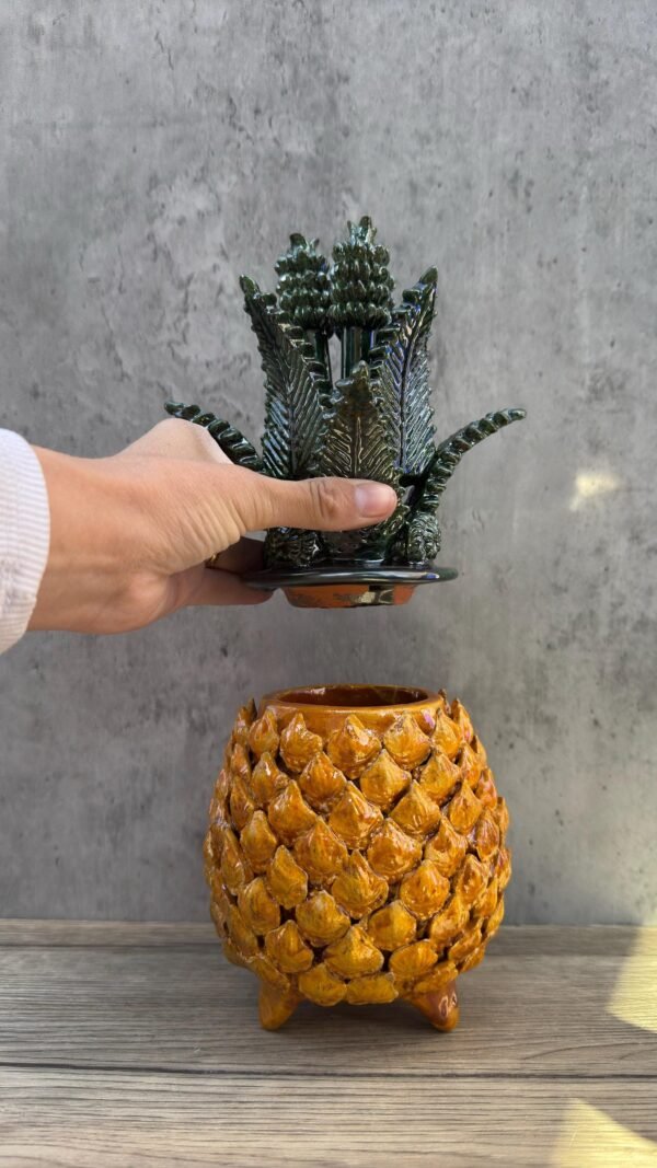 Mexican pottery, Pineapple decor, Mexican decoration, Pineapple sculpture, Glazed clay pineapple, Pottery from Michoacan - Image 2