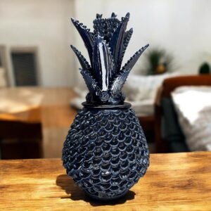 Mexican pottery, Pineapple decor, Mexican decoration, Pineapple sculpture, Glazed clay pineapple, Pottery from Michoacan