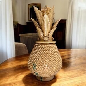 Mexican pottery, Pineapple decor, Mexican decoration, Pineapple sculpture, Glazed clay pineapple, Pottery from Michoacan