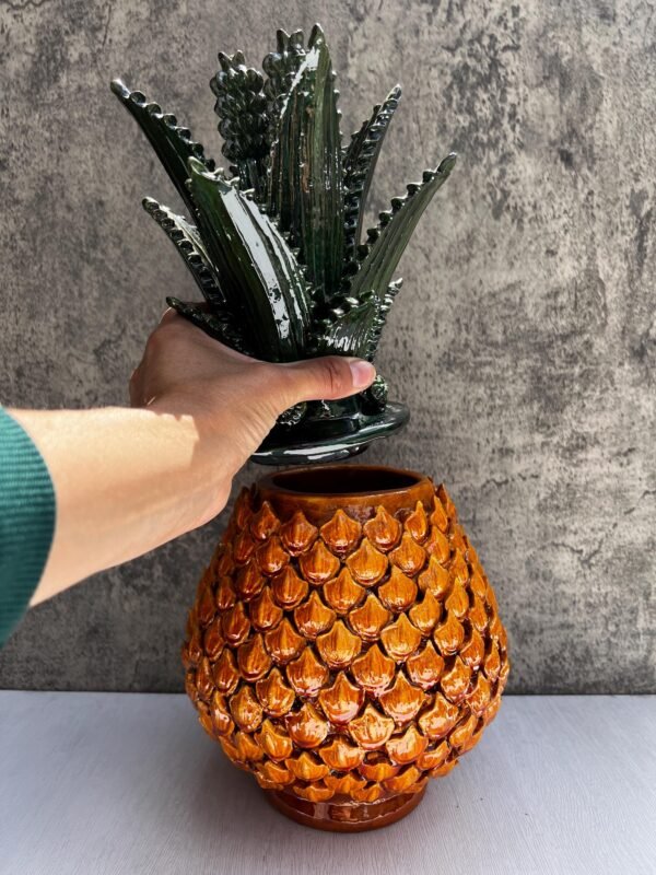 Mexican pottery, Pineapple decor, Mexican decoration, Pineapple sculpture, Glazed clay pineapple, Pottery from Michoacan - Image 2