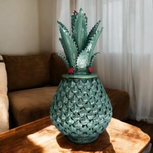 Mexican pottery, Pineapple decor, Mexican decoration, Pineapple sculpture, Glazed clay pineapple, Pottery from Michoacan