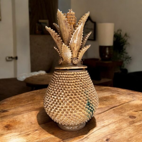 Mexican pottery, Pineapple decor, Mexican decoration, Pineapple sculpture, Glazed clay pineapple, Pottery from Michoacan