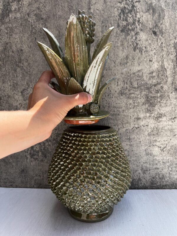 Mexican pottery, Pineapple decor, Mexican decoration, Pineapple sculpture, Glazed clay pineapple, Pottery from Michoacan - Image 2