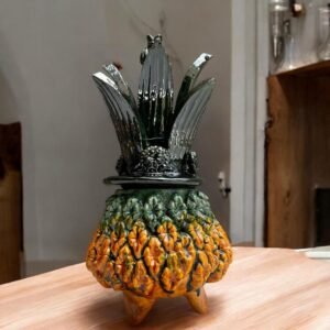 Mexican pottery, Pineapple decor, Mexican decoration, Pineapple sculpture, Glazed clay pineapple, Pottery from Michoacan