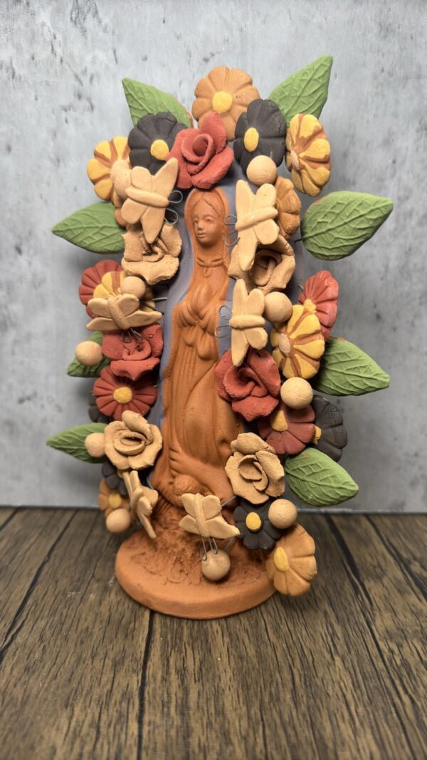 Virgin Mary Handmade Clay Piece, Virgen de Guadalupe  Mexican Decoration, Mary Virgin Sculpture, Metepec Estado de México Virgencita - Image 2