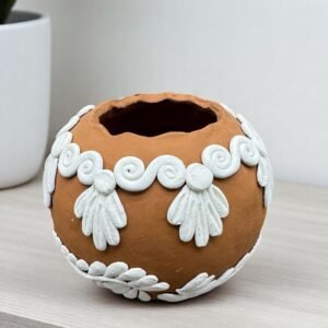 Embroidered Clay Vase From Oaxaca México Home Decor Handcrafted Jarron Barro Bordado Oaxaca Handmade Unique Designs From Artisans
