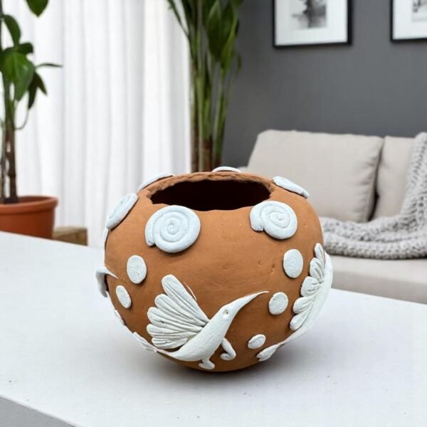 Embroidered Clay Vase From Oaxaca México Home Decor Handcrafted Jarron Barro Bordado Oaxaca Handmade Unique Designs From Artisans