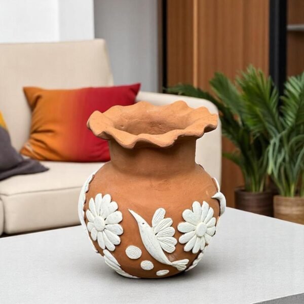 Embroidered Clay Vase From Oaxaca México Home Decor Handcrafted Jarron Barro Bordado Oaxaca Handmade Unique Designs From Artisans
