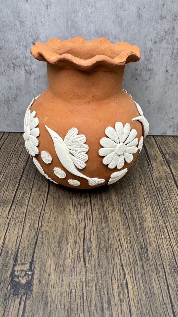 Embroidered Clay Vase From Oaxaca México Home Decor Handcrafted Jarron Barro Bordado Oaxaca Handmade Unique Designs From Artisans - Image 2