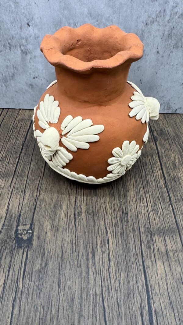 Embroidered Clay Vase From Oaxaca México Home Decor Handcrafted Jarron Barro Bordado Oaxaca Handmade Unique Designs From Artisans - Image 2