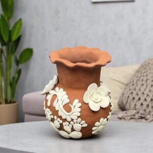 Embroidered Clay Vase From Oaxaca México Home Decor Handcrafted Jarron Barro Bordado Oaxaca Handmade Unique Designs From Artisans