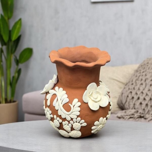 Embroidered Clay Vase From Oaxaca México Home Decor Handcrafted Jarron Barro Bordado Oaxaca Handmade Unique Designs From Artisans