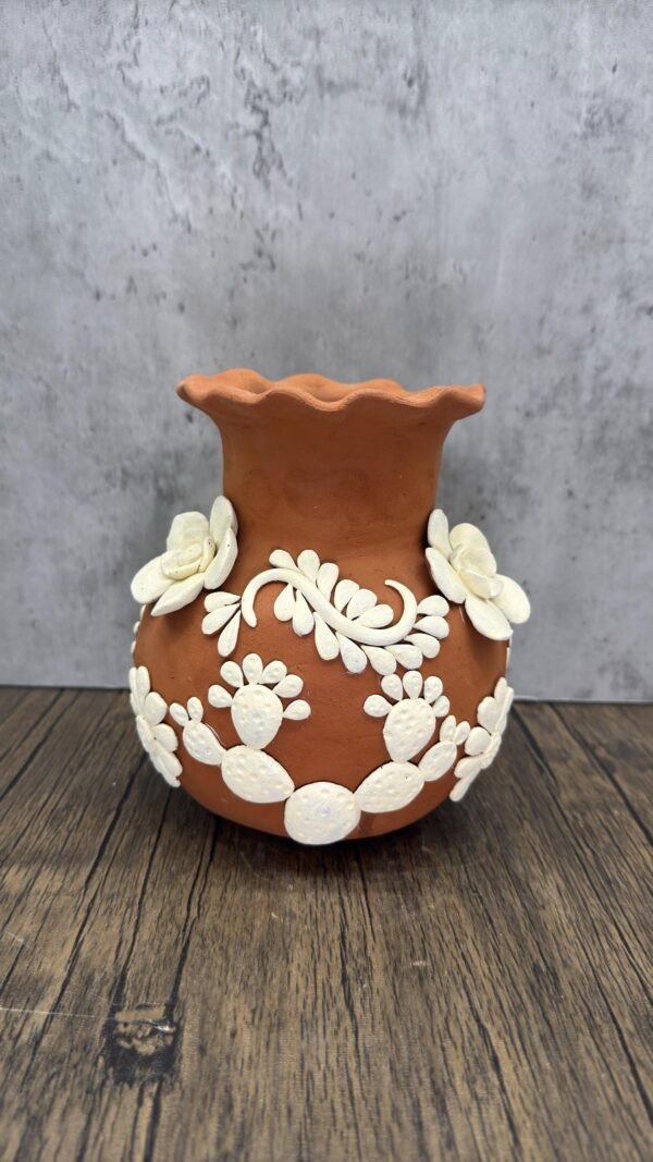 Embroidered Clay Vase From Oaxaca México Home Decor Handcrafted Jarron Barro Bordado Oaxaca Handmade Unique Designs From Artisans - Image 2