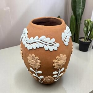Embroidered Clay Vase From Oaxaca México Home Decor Handcrafted Jarron Barro Bordado Oaxaca Handmade Unique Designs From Artisans