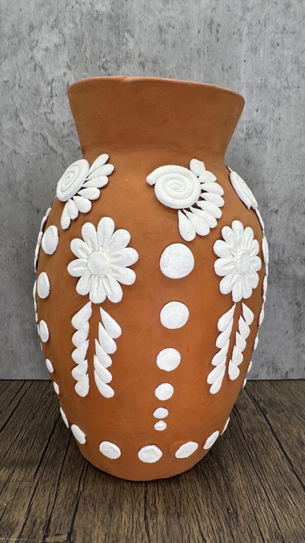 Embroidered Clay Vase From Oaxaca México Home Decor Handcrafted Jarron Barro Bordado Oaxaca Handmade Unique Designs From Artisans - Image 2
