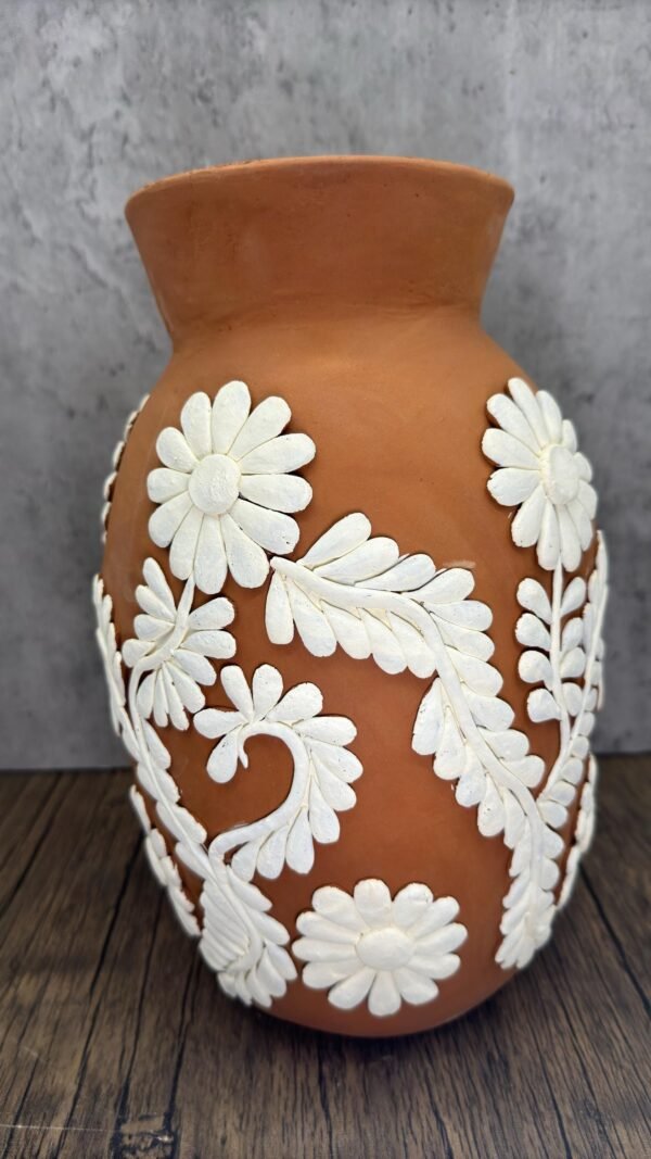 Embroidered Clay Vase From Oaxaca México Home Decor Handcrafted Jarron Barro Bordado Oaxaca Handmade Unique Designs From Artisans - Image 2