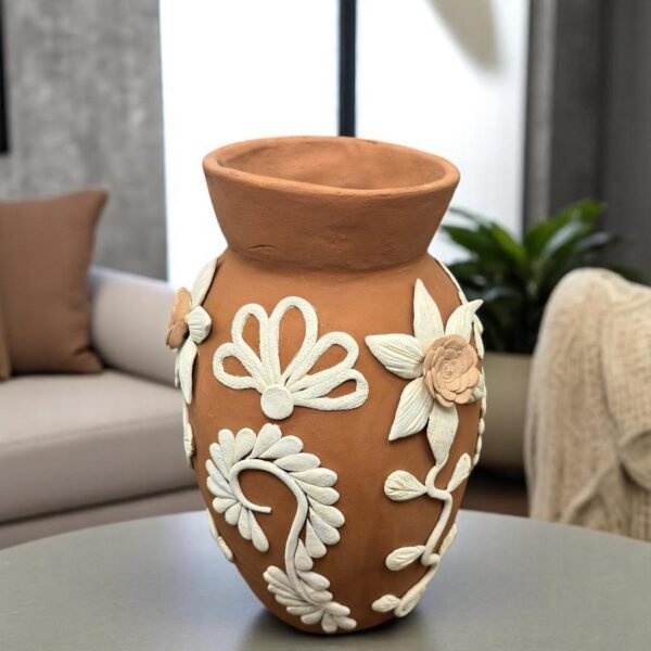 Embroidered Clay Vase From Oaxaca México Home Decor Handcrafted Jarron Barro Bordado Oaxaca Handmade Unique Designs From Artisans