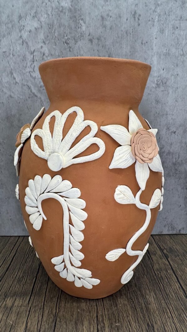 Embroidered Clay Vase From Oaxaca México Home Decor Handcrafted Jarron Barro Bordado Oaxaca Handmade Unique Designs From Artisans - Image 2