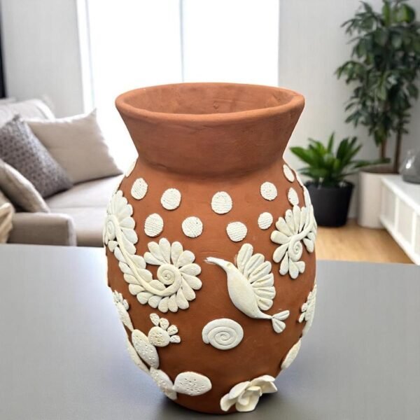 Embroidered Clay Vase From Oaxaca México Home Decor Handcrafted Jarron Barro Bordado Oaxaca Handmade Unique Designs From Artisans
