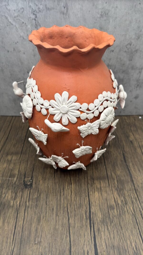 Embroidered Clay Vase From Oaxaca México Home Decor Handcrafted Jarron Barro Bordado Oaxaca Handmade Unique Designs From Artisans - Image 2