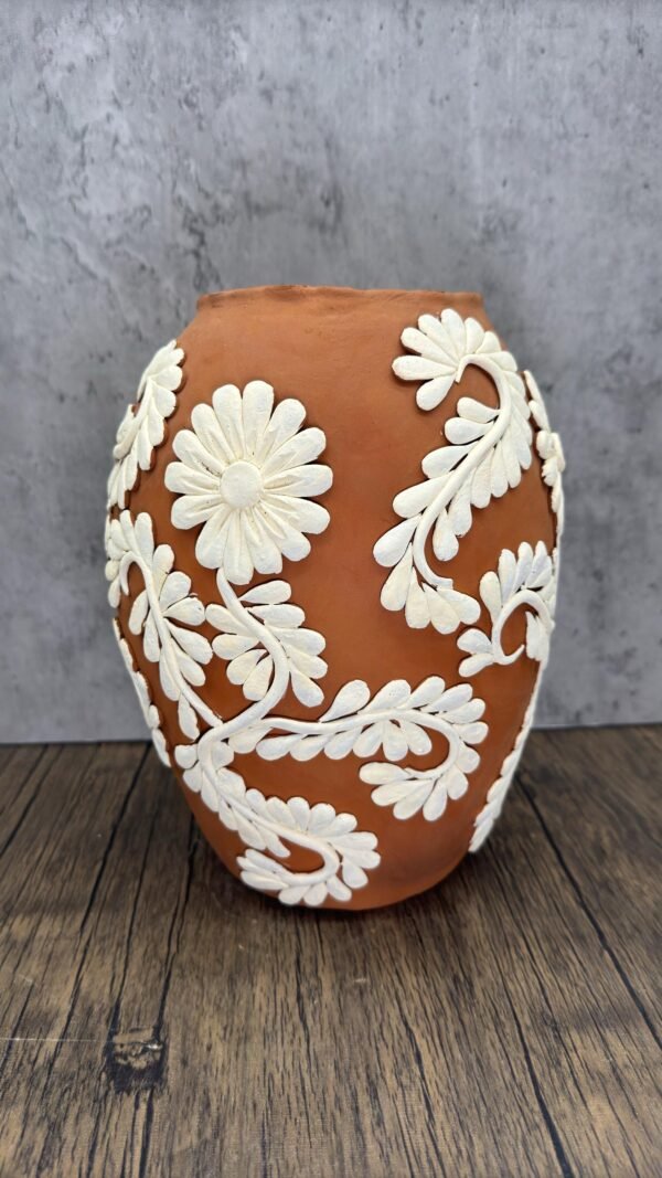 Embroidered Clay Vase From Oaxaca México Home Decor Handcrafted Jarron Barro Bordado Oaxaca Handmade Unique Designs From Artisans - Image 2