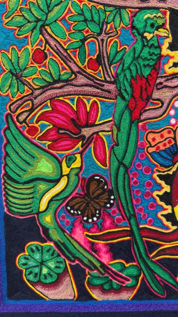 Huichol Yarn Art Jaguar Tree of Life Mexican Folk Art Sacred Vision Handmade Wall Art Spiritual Decor Wixárika Art Nayarit Mexico - Image 2