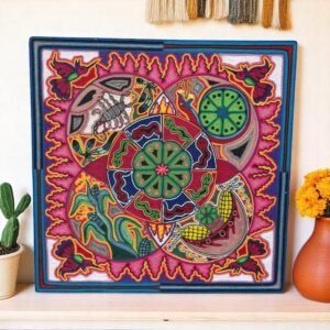 Huichol Yarn Art Deer Peyote Sun Mandala Mexican Folk Art Handmade Wixarika Spiritual Wall Decor Sacred Visionary Indigenous Mexico