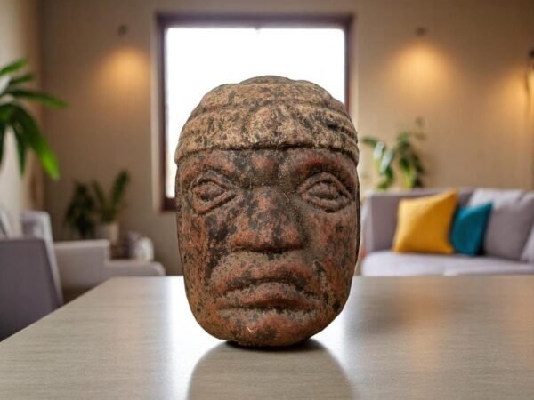 Olmec Head Sculpture, Mexican Clay Art, Handmade Terracotta Decor, Cultural Gift, Indigenous Pottery, Rustic Home Accent, Metepec Folk Art.