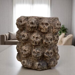 Skull Planter, Handmade Clay Pot from Metepec Mexico, Terracotta Skull Vase, Day of the Dead Decor, Mexican Folk Art, Gothic Home Accent