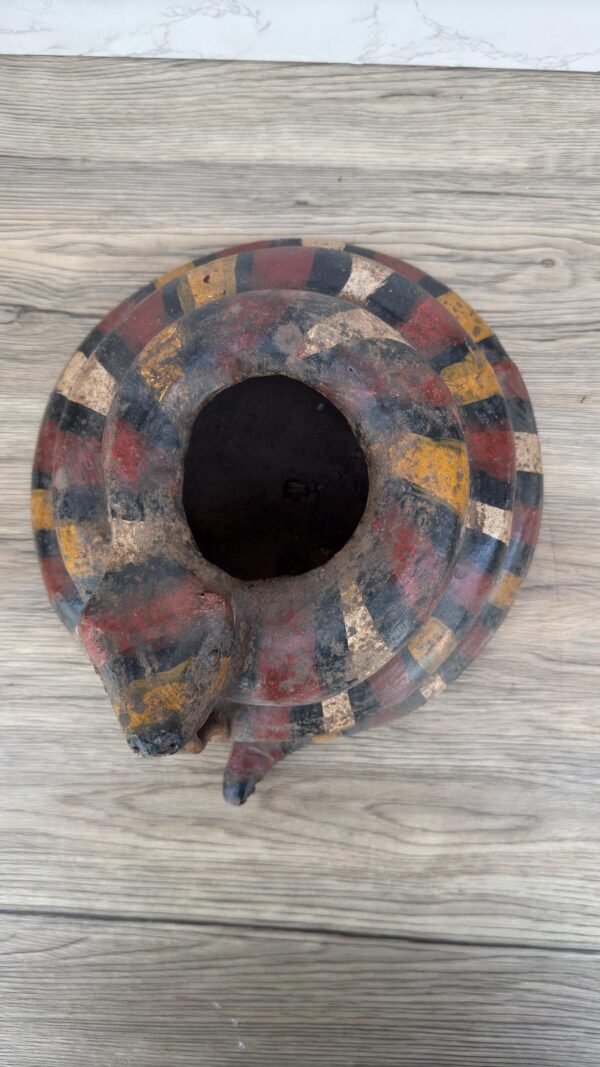 Snake Planter, Handmade Clay Pot from Metepec Mexico, Terracotta Serpent Sculpture, Colorful Folk Art, Mesoamerican  Decor, Reptile Garden - Image 2