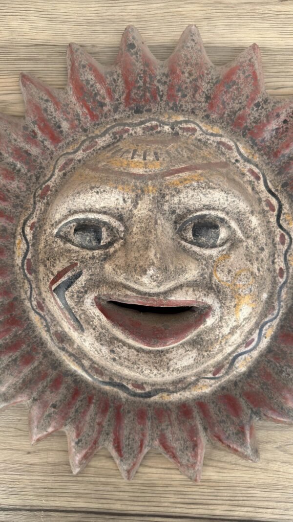 Handmade Clay Sun Face Wall Decor, Rustic Terracotta  Art, Smiling Sun Sculpture, Boho Outdoor Patio Accent, Folk Art Sunburst Wall Hanging - Image 2