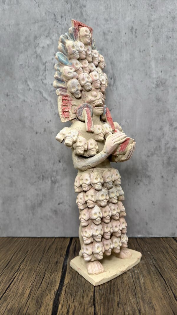 Mictlan  Mexican Clay Sculpture of Mictlantecuhtli, Aztec God of Death Folk Art, Pre-Hispanic Skeleton Figure, Day of the Dead - Image 2