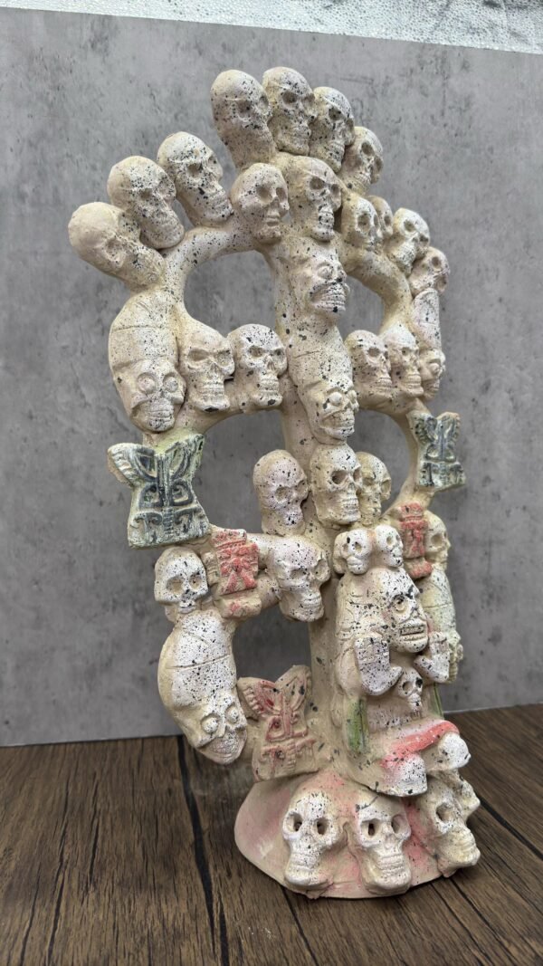 Mictlan Large Tree Of Death Clay Sculpture of Mictlantecuhtli, Aztec God of Death Folk Art, Pre-Hispanic Skeleton Figure, Day of the Dead - Image 2