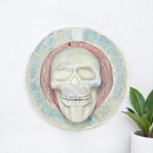 Mictlan Mask Mexican Clay Sculpture of Mictlantecuhtli, Aztec God of Death Folk Art, Pre-Hispanic Skeleton Figure, Day of the Dead