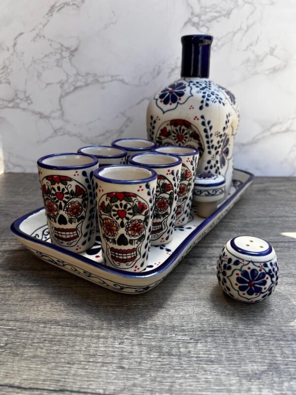 Tequila, Shot glass set, Tequila Guadalajara Or Mezcal Talavera Puebla  High Quality Pottery, Fathers day gift, Handcrafted in Mexico, 9 pzs