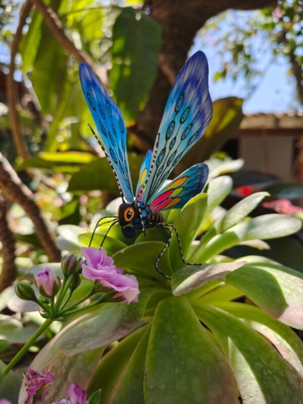 Butterflie Figurine Statue Oaxaca Mexican Folk Art Alebrije Sculpture, Wooden As Mexican Decoration, Made Of Wood And Carved By Hand - Image 2