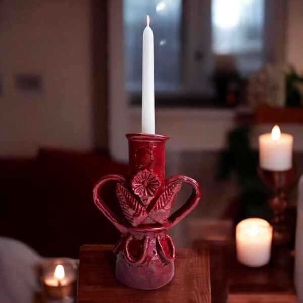 Clay Candle Holder from Michoacán Mexico,  Capula Clay Handmade Unique Traditional Pottery Candlestick, Perfect for Home Decor